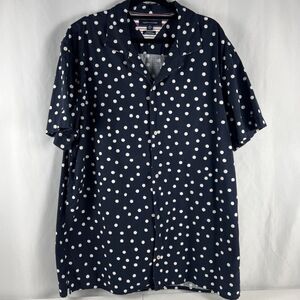 Tommy Hilfiger Men's No Tuck Regular Fit Shirt Navy Blue/White Size Xl Vacation